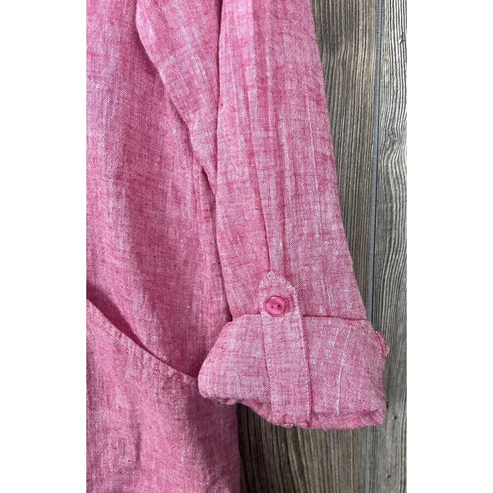Forcynthia‎ Beachwear Linen Blend Cover Up Tunic Top Womens S Pink Beach Resort